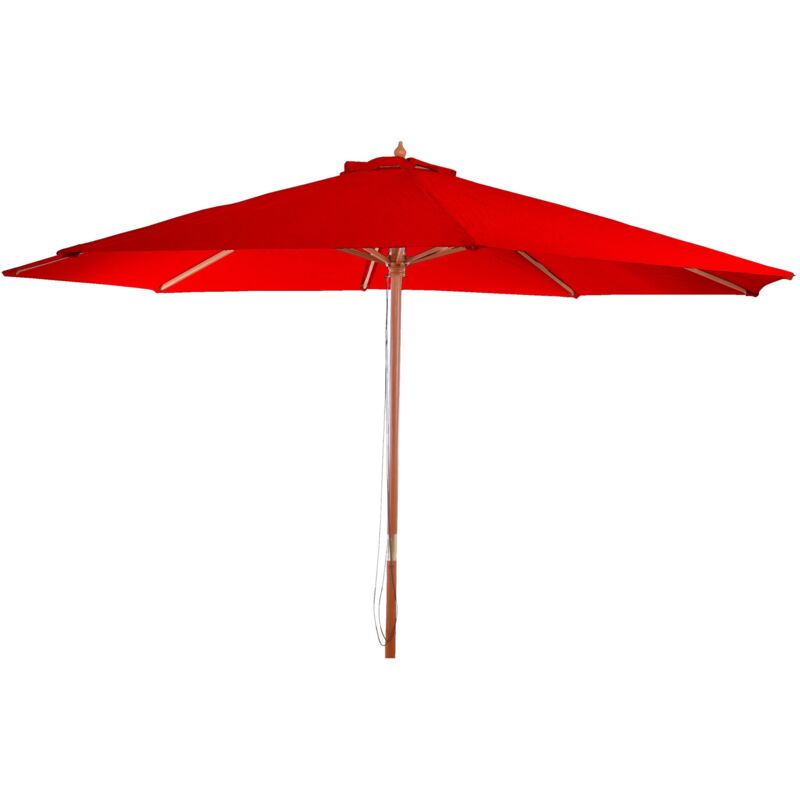 Jamais utilisé] Parasol en bois, parasol de jardin Florida, parasol de marché, 3,5m, bordeaux