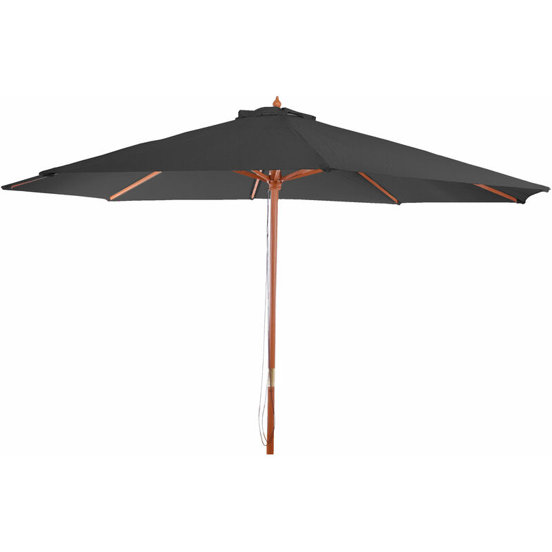 Jamais utilisé] Parasol Florida, Parasol de jardin, Parasol de marché, ø 3,5m polyester/bois 7kg anthracite - grey