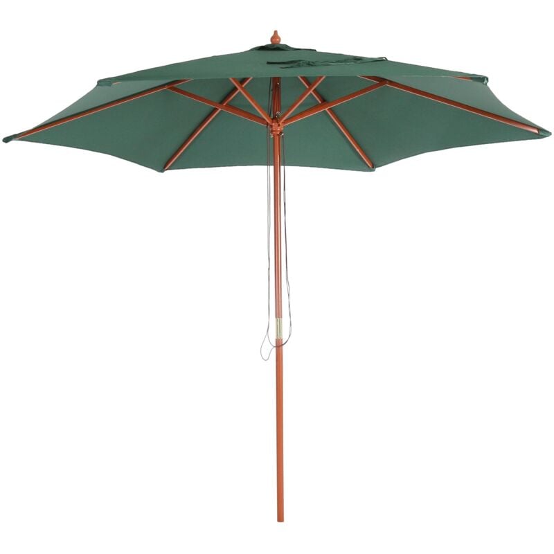 Parasol Florida, parasol de jardin parasol de marché, Ø 3m polyester/bois, vert olive