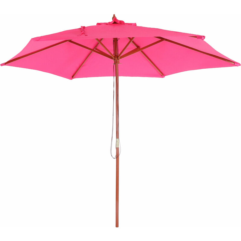 HHG - Parasol Florida, parasol de jardin parasol de marché, ø 3m polyester/bois rose - pink