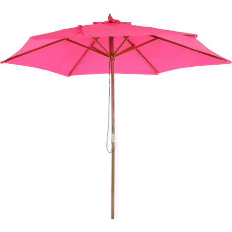 Parasol Florida, parasol de jardin parasol de marché, Ø 3m polyester/bois - rose
