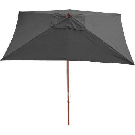 Parasol Florida, sombrilla de jardín sombrilla de mercado, 2x3m poliéster/madera 6kg, antracita