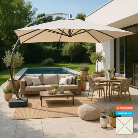 ELIOS PARASOLS Parasol grande jardín 3,5 metros cuadrado mástil aluminio Anti UV Copenaghen