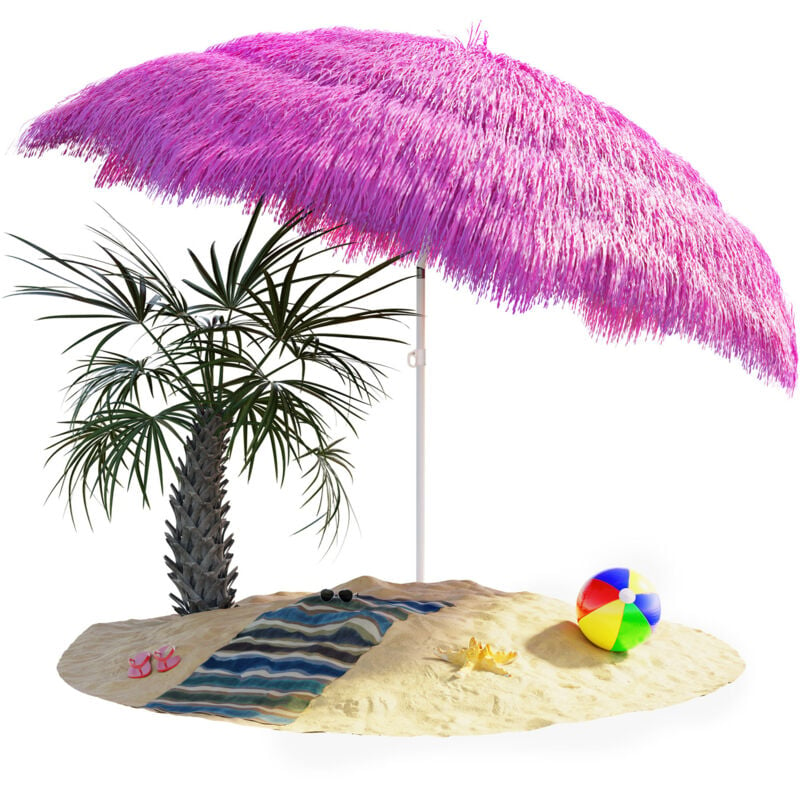 Parasol inclinable Hawaii 192 cm Parasol de plage ø 160 cm réglable Jardin terrasse extérieur Rose - Kingsleeve