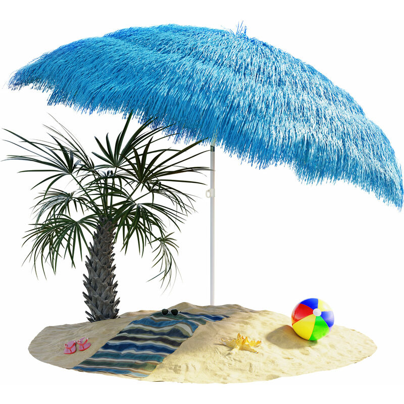 Parasol Hawaii - Ø 160 cm - Pare soleil Inclinable pour jardin terrasse plage Bleu