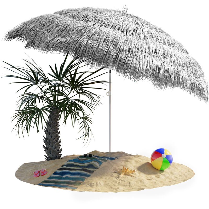 Parasol inclinable Hawaii 192 cm Parasol de plage ø 160 cm réglable Jardin terrasse extérieur gris clair - Kingsleeve