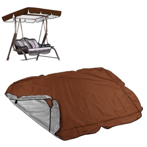 Parasol impermeable de tela Oxford resistente a los rayos UV para columpio de jardín, color plata, 210D, 195 x 125 cm, marrón, 1 unidad