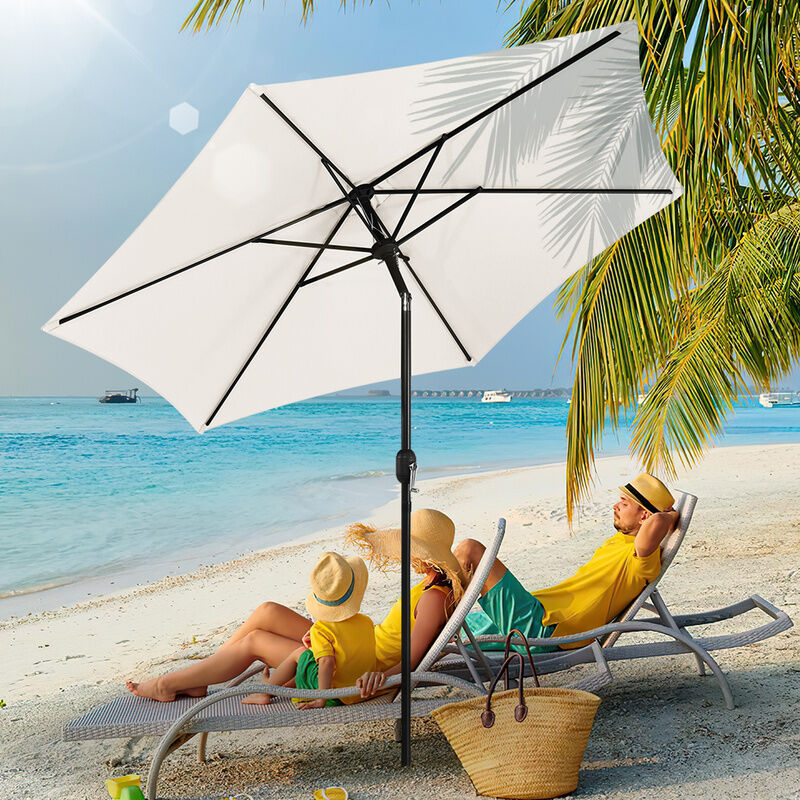 Swanew - Parasol de jardin - Parasol - Résistantes à Intempéries - ø 270 cm - Beige, Parapluie hawaïen, Parapluie d'extérieur - beige