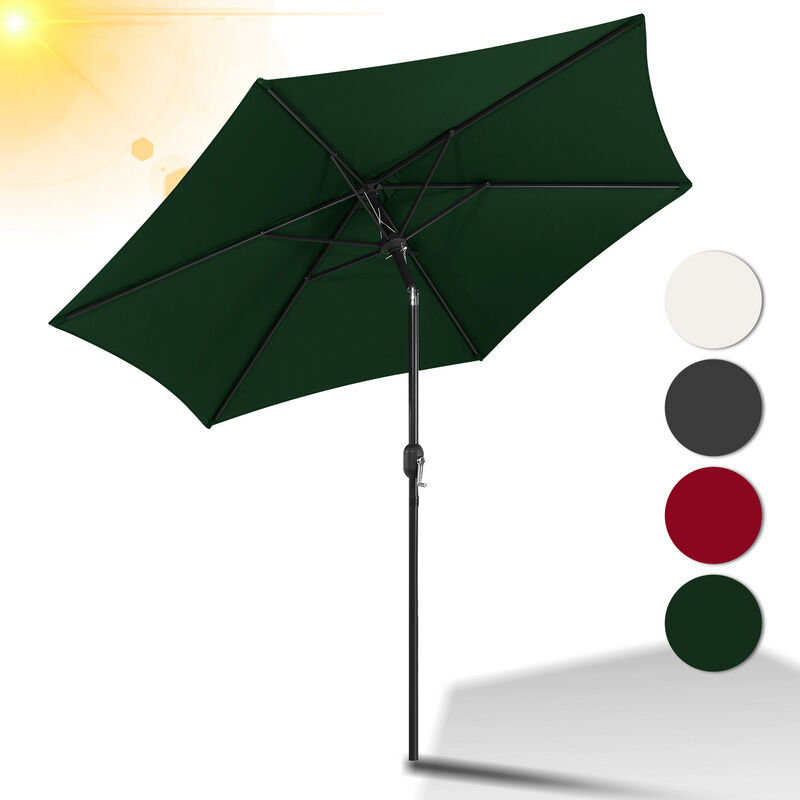 Hengda - Parasol Ø270CM - Hauteur et Angle Réglables - Système de Manivelle Vert Parapluie hawaïen Parapluie d'extérieur - vert