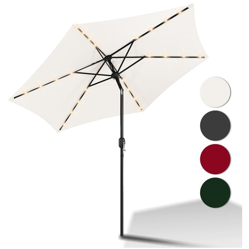 Parasols en Parasol de jardin avec protection solaire Parasols en porte-à-faux avec manivelle UV30+ (Ø270 cm), Beige, vec led