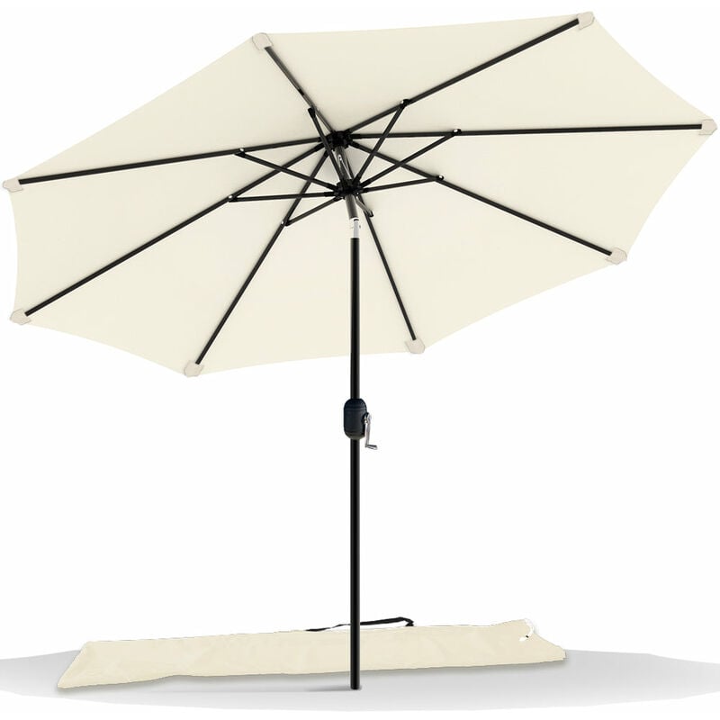 Parasol inclinable 2.70 x 2.40m avec housse de protection beige