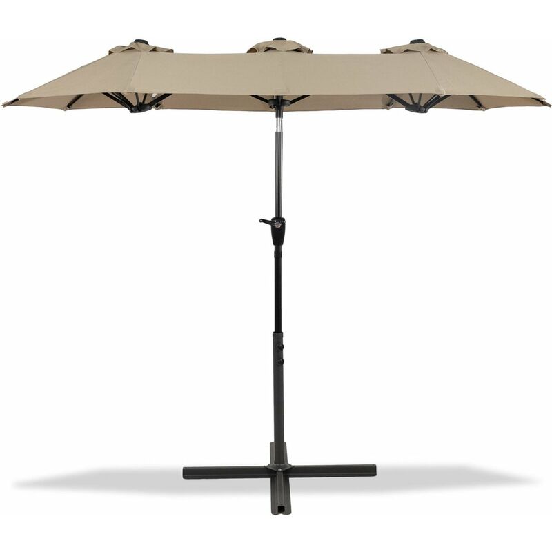 Maxxgarden - Parasol Double – 300 x 150 cm - Aluminium - Grand Parasol - Toile Rectangulaire - avec Manivelle - UV50+ - Taupe