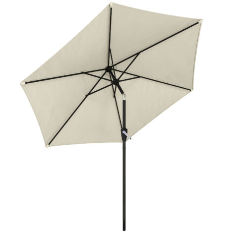 Parasol inclinable de 270 cm, parasol de balcon, avec poignée, protection UV 50+, parasol de jardin, blanc cassé.