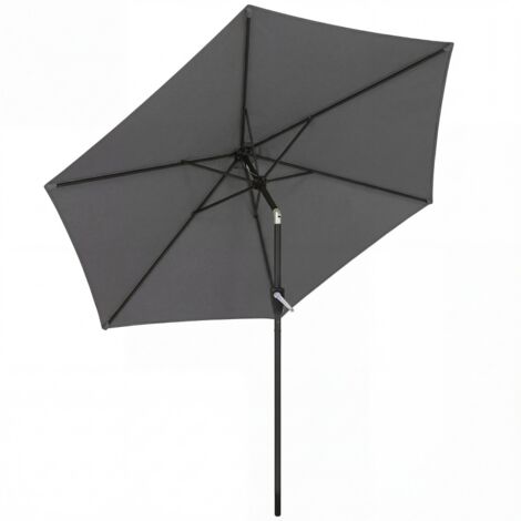 Parasol inclinable de 270 cm, protection UPF50+, couleur gris foncé, avec manivelle pratique