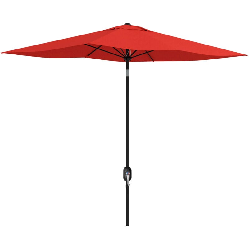 Parasol rectangulaire inclinable de jardin avec manivelle métal polyester haute densité anti uv 50+ rouge - Rouge