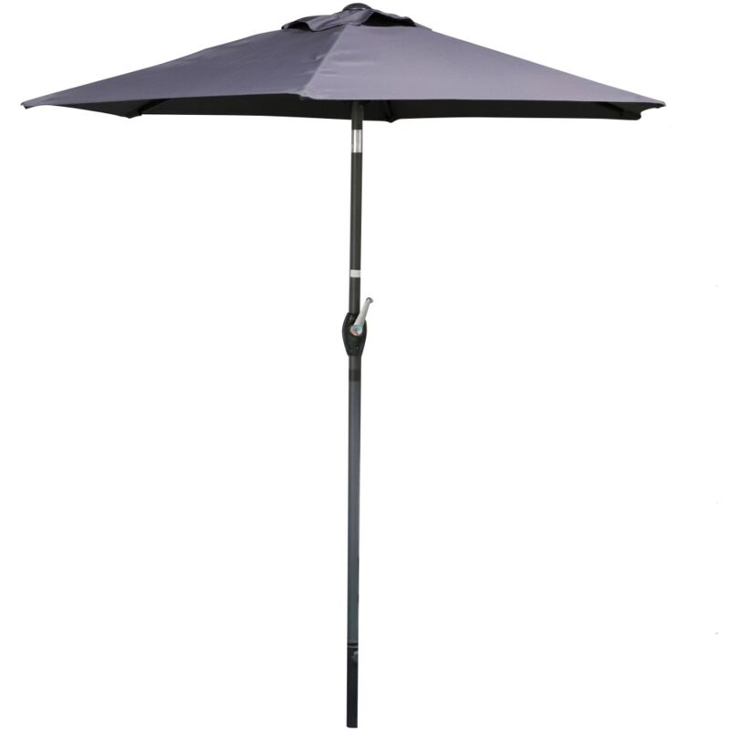 Meublorama - Parasol inclinable gris anthracite – Ø2m – H2,13m – Acier – Toile polyester 160g/m² – Manivelle