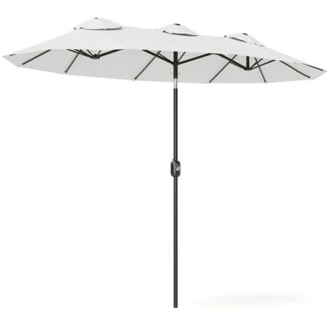 parasol inclinable manivelle résistant vent 295x152 blanc crème jardin terrasse