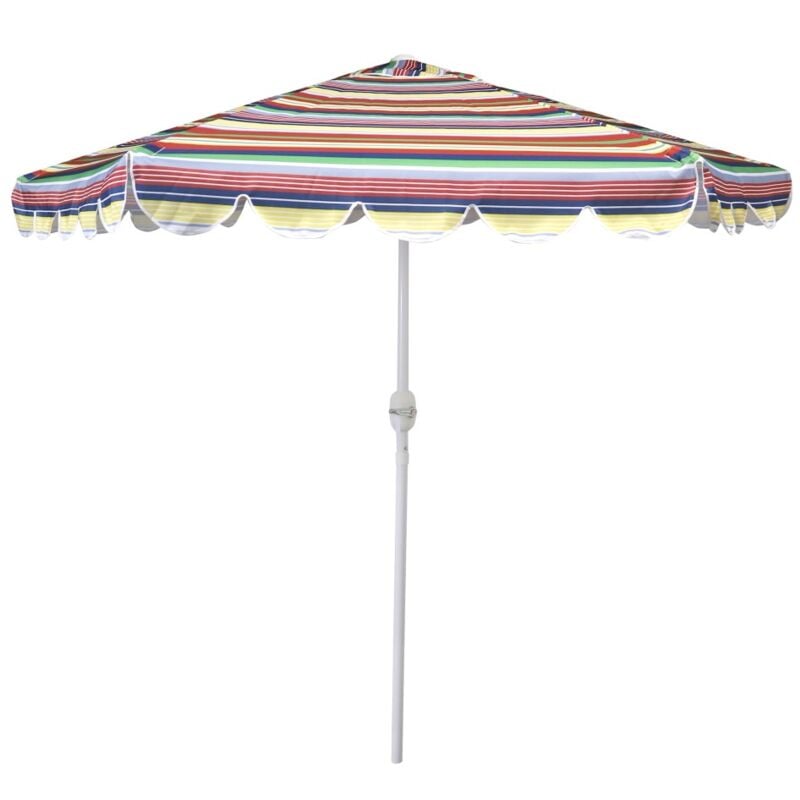 Meublorama - Parasol inclinable multicolore – Ø2,50m – H2,13m – Aluminium – Toile polyester 160g/m² – Manivelle