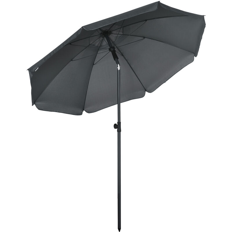 Parasol inclinable octogonal ø 1,8 x 2,09H m acier époxy polyester 160 g/m² anti-UV50+ gris