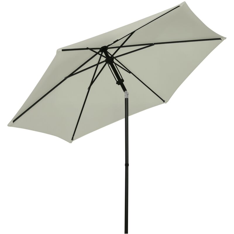 Parasol inclinable octogonal ø 2,65 x 2,35H m métal époxy noir polyester haute densité 180 g/m² gris clair