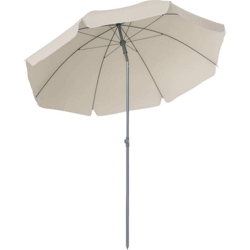 Parasol inclinable octogonal de jardin ø 2,2 x 2,3 h m métal polyester crème