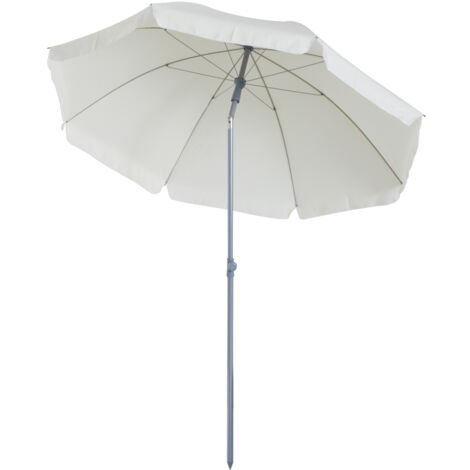 Parasol inclinable octogonal de jardin Ø 2,2 x 2,3 H m métal polyester crème - Crème