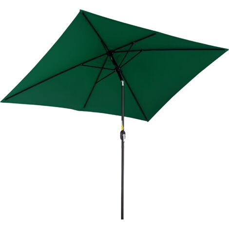 Parasol inclinable rectangulaire aluminium polyester haute densité 3 x 2 m Vert
