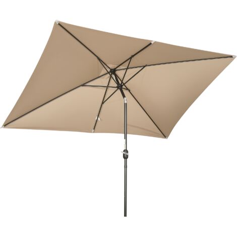 Parasol inclinable rectangulaire aluminium polyester haute densité 3x2 m kaki
