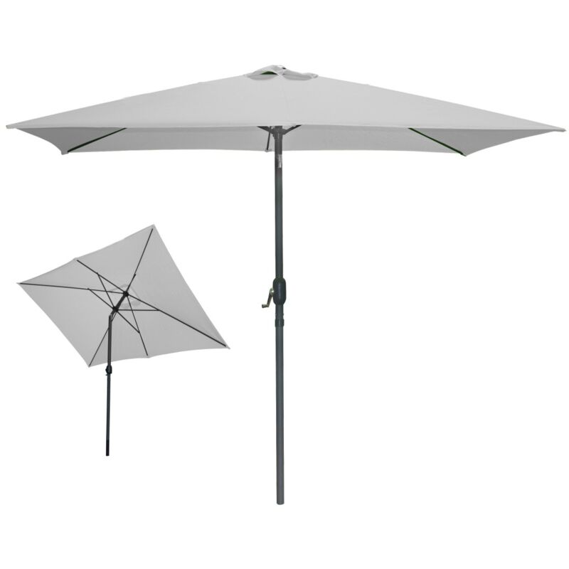 Meublorama - Parasol inclinable rectangulaire gris clair 200x300 cm