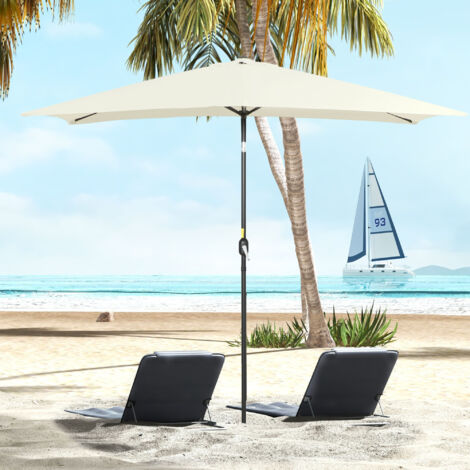 Parasol inclinable rectangulaire métal polyester haute densité 3 x 2 m crème