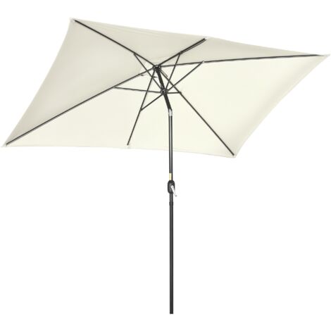 Parasol inclinable rectangulaire métal polyester haute densité 3 x 2 m crème