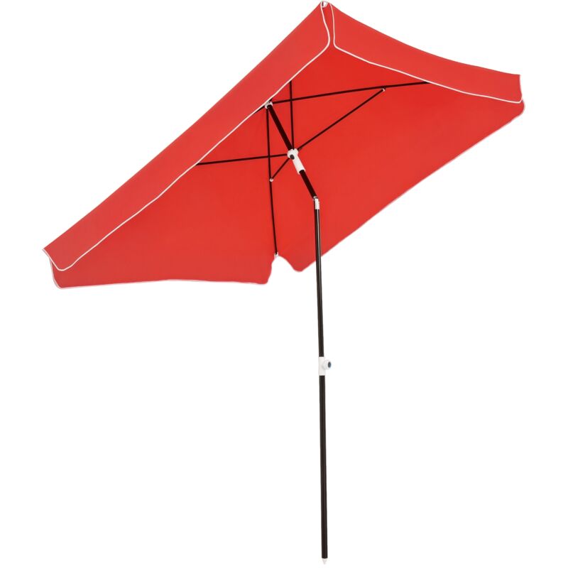 Parasol inclinable rectangulaire métal polyester haute densité 2L x 2l x 2,6H m rouge