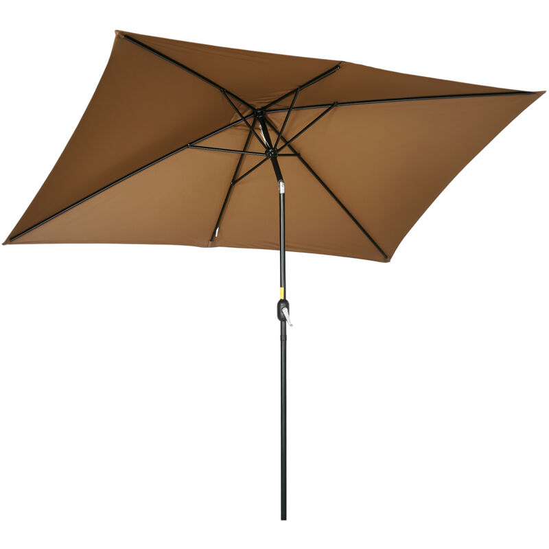 Parasol inclinable rectangulaire métal polyester haute densité 2,95L x 1,95l x 2,4H m chocolat