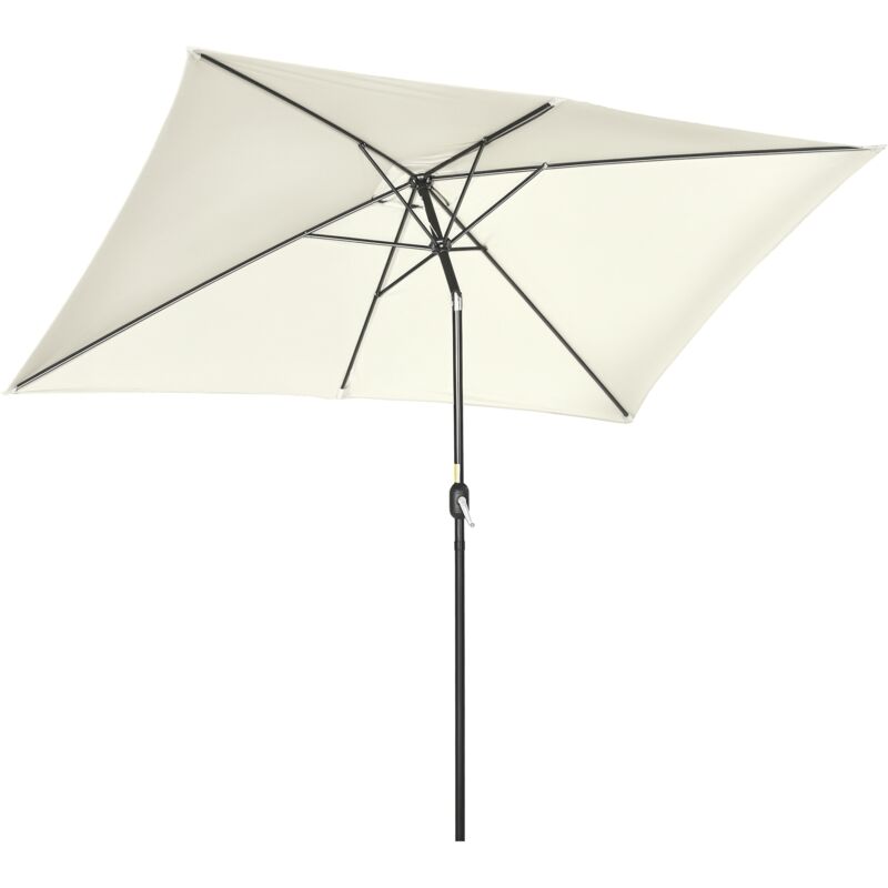 Outsunny - Parasol inclinable rectangulaire métal polyester haute densité 2,95L x 1,95l x 2,4H m crème