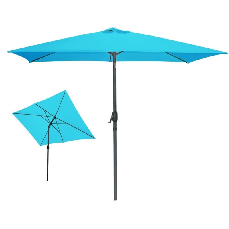 Parasol inclinable rectangulaire turquoise 200x300 cm