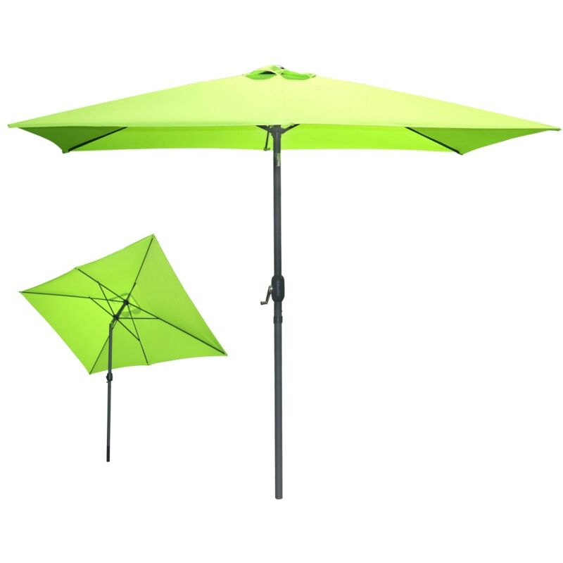 Meublorama - Parasol inclinable rectangulaire vert pomme 200x300 cm