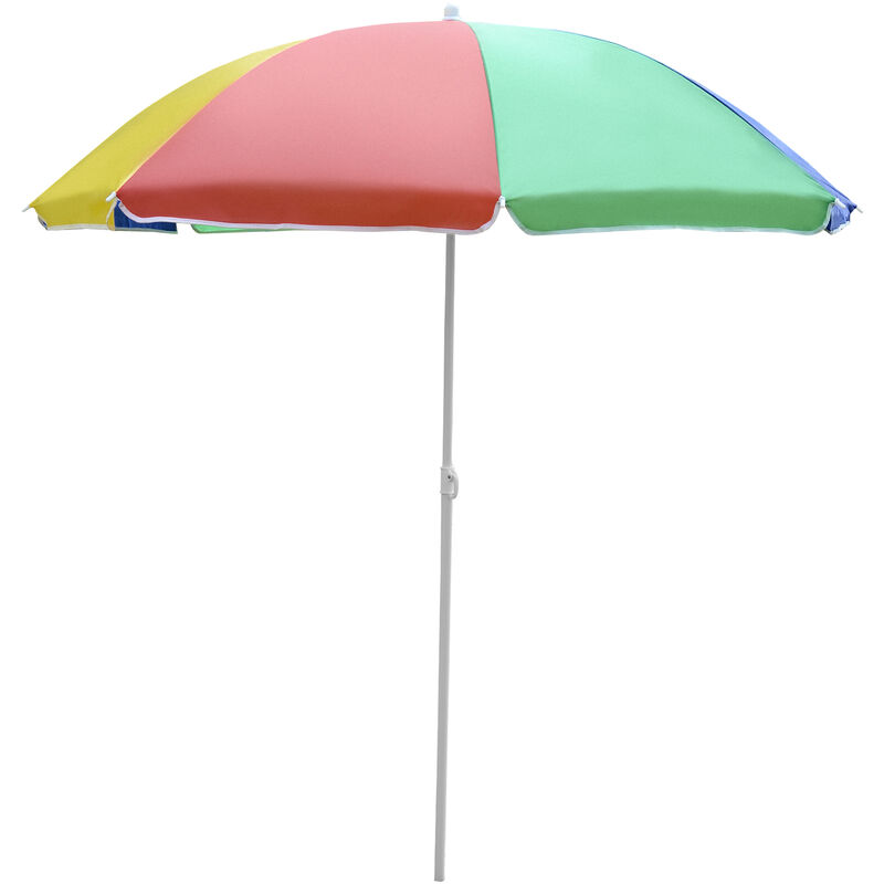 Parasol inclinable rond ø 160 cm mât démontable métal polyester haute densité multicolore