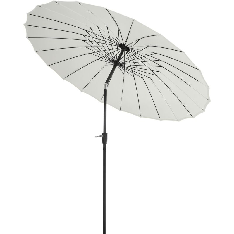 Parasol inclinable rond avec manivelle aluminium fibre de verre polyester diamètre 2,60 m coloris crème