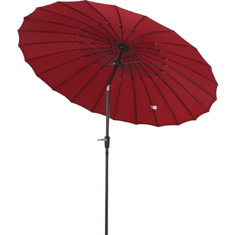 Parasol inclinable rond avec manivelle aluminium fibre de verre polyester diamètre 2,60 m coloris rouge - Rouge