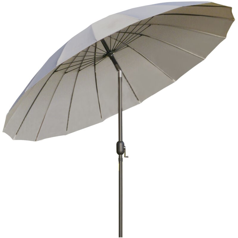 Outsunny - Parasol inclinable rond avec manivelle métal fibre de verre ø 2,55 m polyester haute densité gris