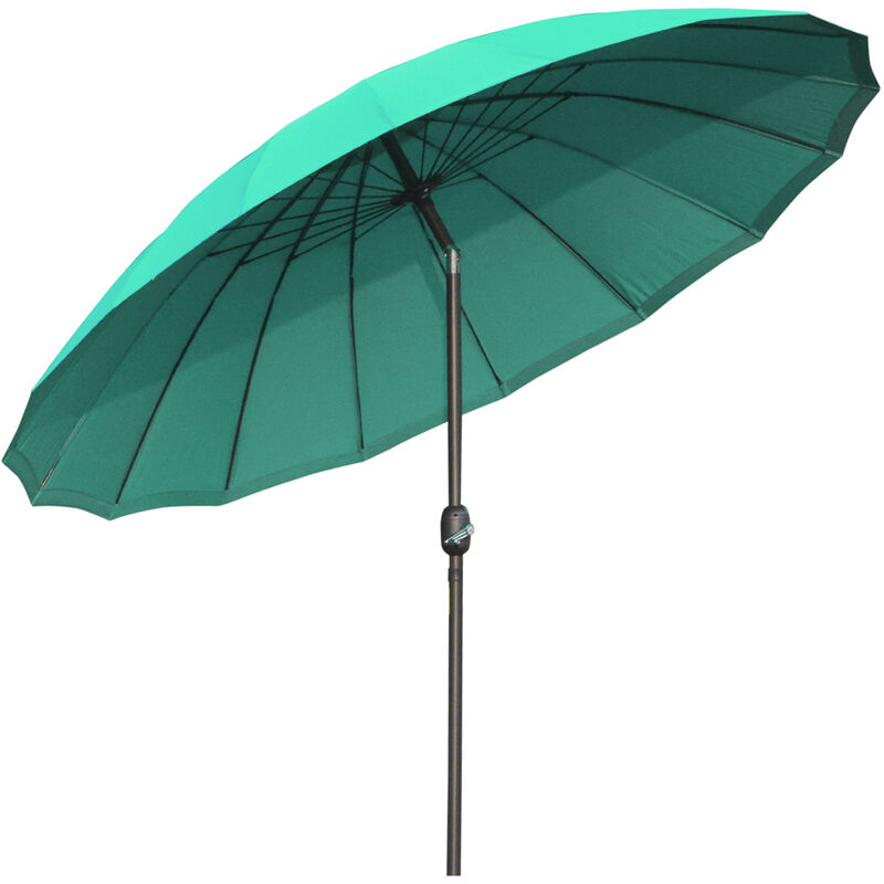Outsunny - Parasol inclinable rond avec manivelle métal fibre de verre ø 2,55 m polyester haute densité vert - Vert