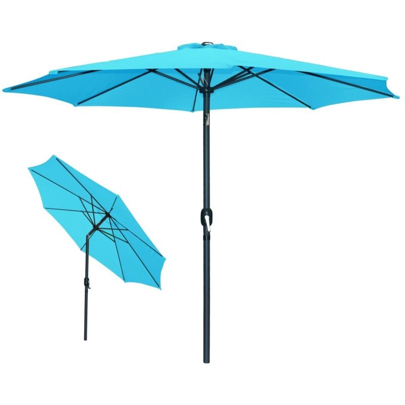 Meublorama - Parasol inclinable rond bleu turquoise – Diamètre 300 cm