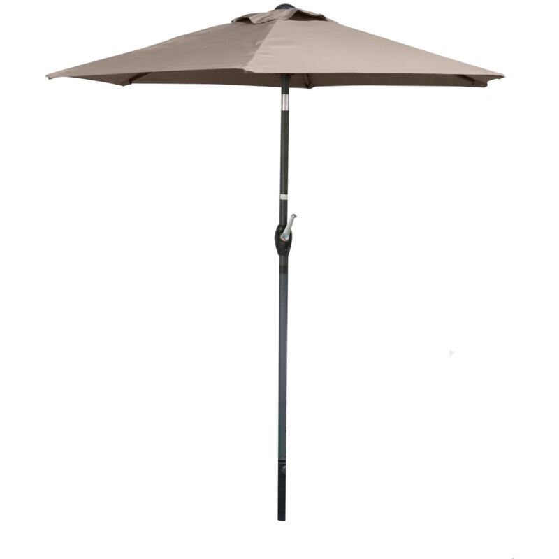 Parasol inclinable taupe – Ø2m – H2,13m – Acier – Toile polyester 160g/m² – Manivelle