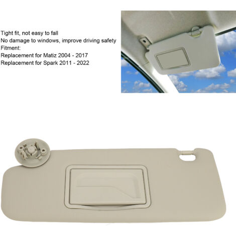Parasol izquierdo con espejo para Matiz/Spark - Parasol gris con protección UV - Compatible con modelos de 2004 a 2017.