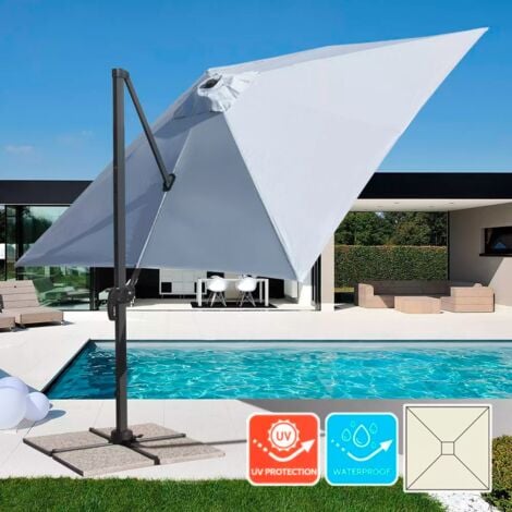 ELIOS PARASOLS Parasol jardín 3x3 brazo aluminio cuadrado Paradise Styles: sin volante