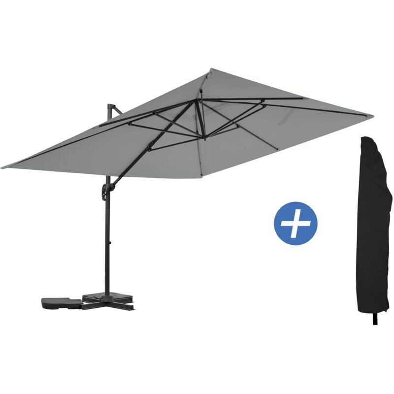 Habitat Et Jardin - Parasol jardin déporté en aluminium 'Sky 4' - 3 x 4 m - Gris - Avec Housse