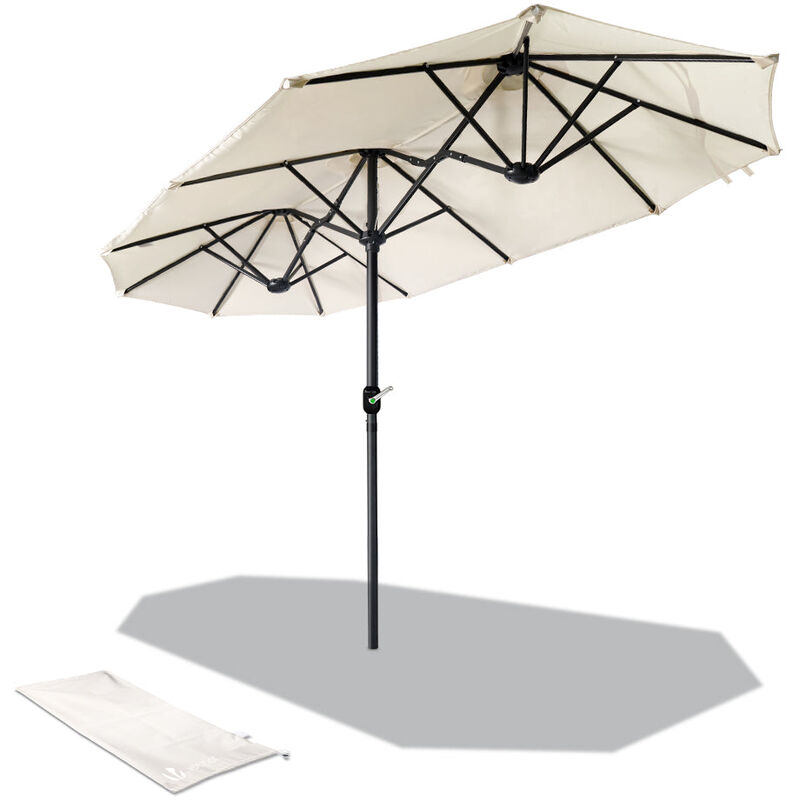 Parasol de Jardin Double en Aluminium 150 x 300 cm Beige - Vounot