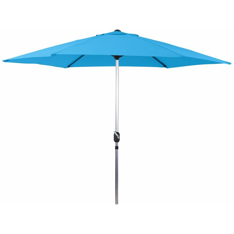 Parasol jardin droit Alu Sol - Rond - ø 3m - Bleu