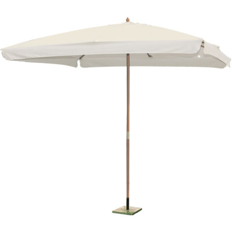 Parasol jardin octogonal Frankystar Natural XL Ø 350 cm bois naturel blanc