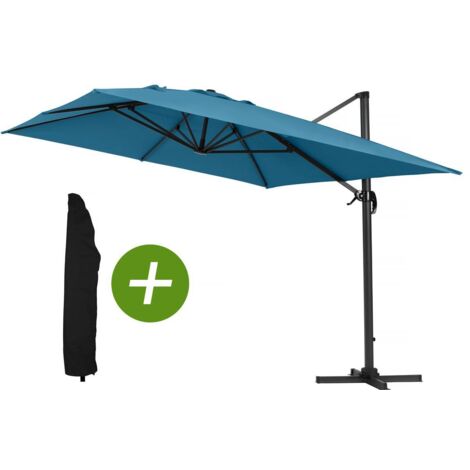 Parasol Lateral de jardín Alu "Sun 4" – Rectangular – 3 x 4 m – Azul + funda protectora